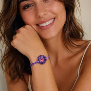 Bracelet TFC double face – Toulouse Football Club – Bois & Résine – Cordelette violette