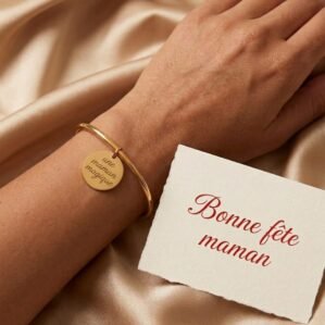 Bracelet jonc personnalisé maman or