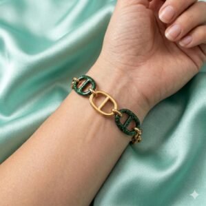 Bracelet artisanal noir pailleté en bois et résine