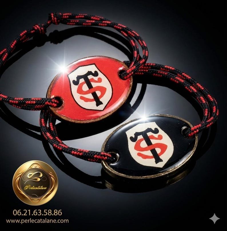 Bracelet Stade Toulousain cordon rouge noir