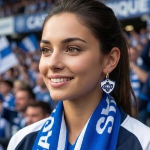 Boucles d’oreilles Castres Olympique – Blason résine sur bois – Bijou supporter femme