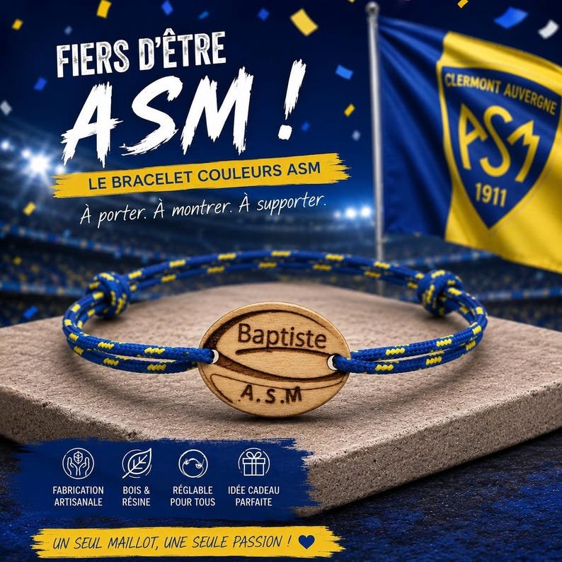 Bracelet ASM Clermont Auvergne personnalisé