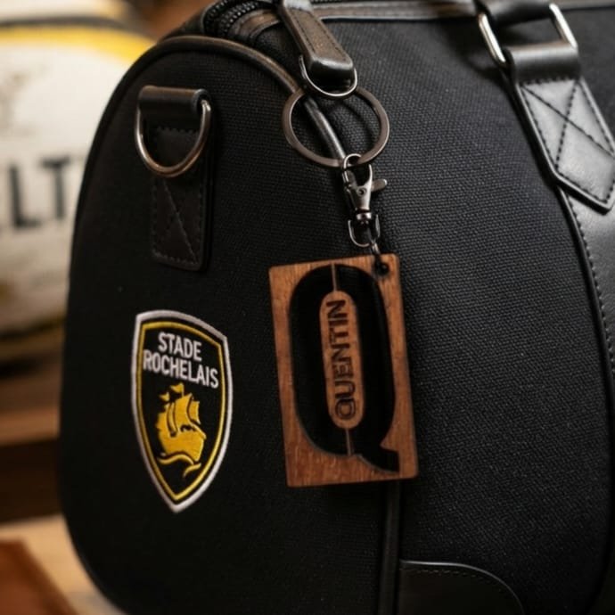porte-clé bois gravé personnalisé Perlecatalane