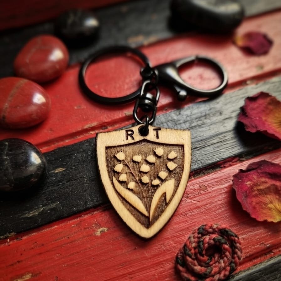 Porte-clé Bois Gravé Rugby Supporter – Équipe au Choix – Image 2