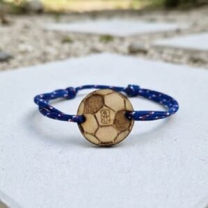 Football Fan Bracelet – Wood & Resin Ball Charm – Supporter Gift